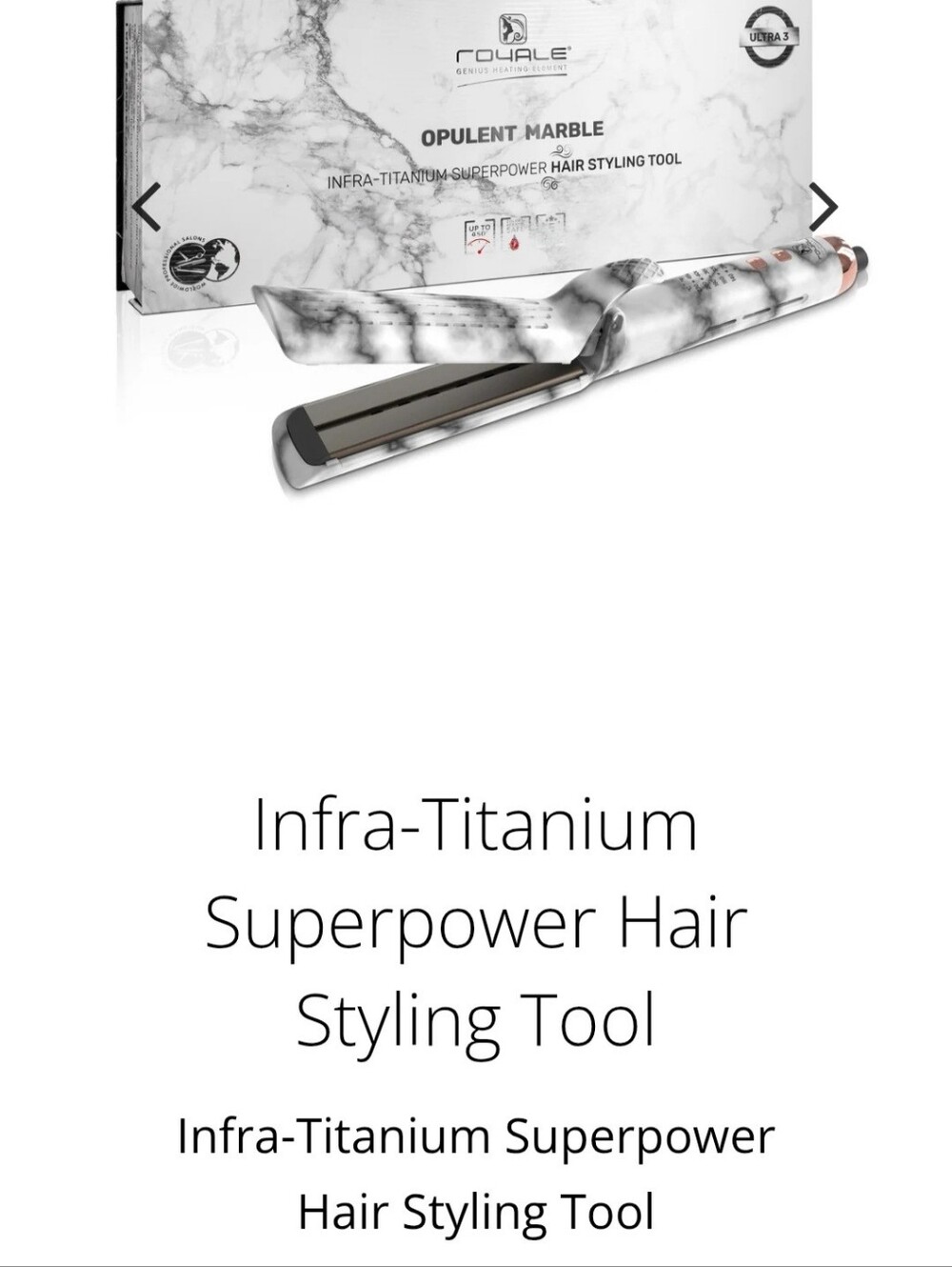 NIB Royale Genius Heat opulentMarble Infra-Titanium Superpower Hair Styling Tool